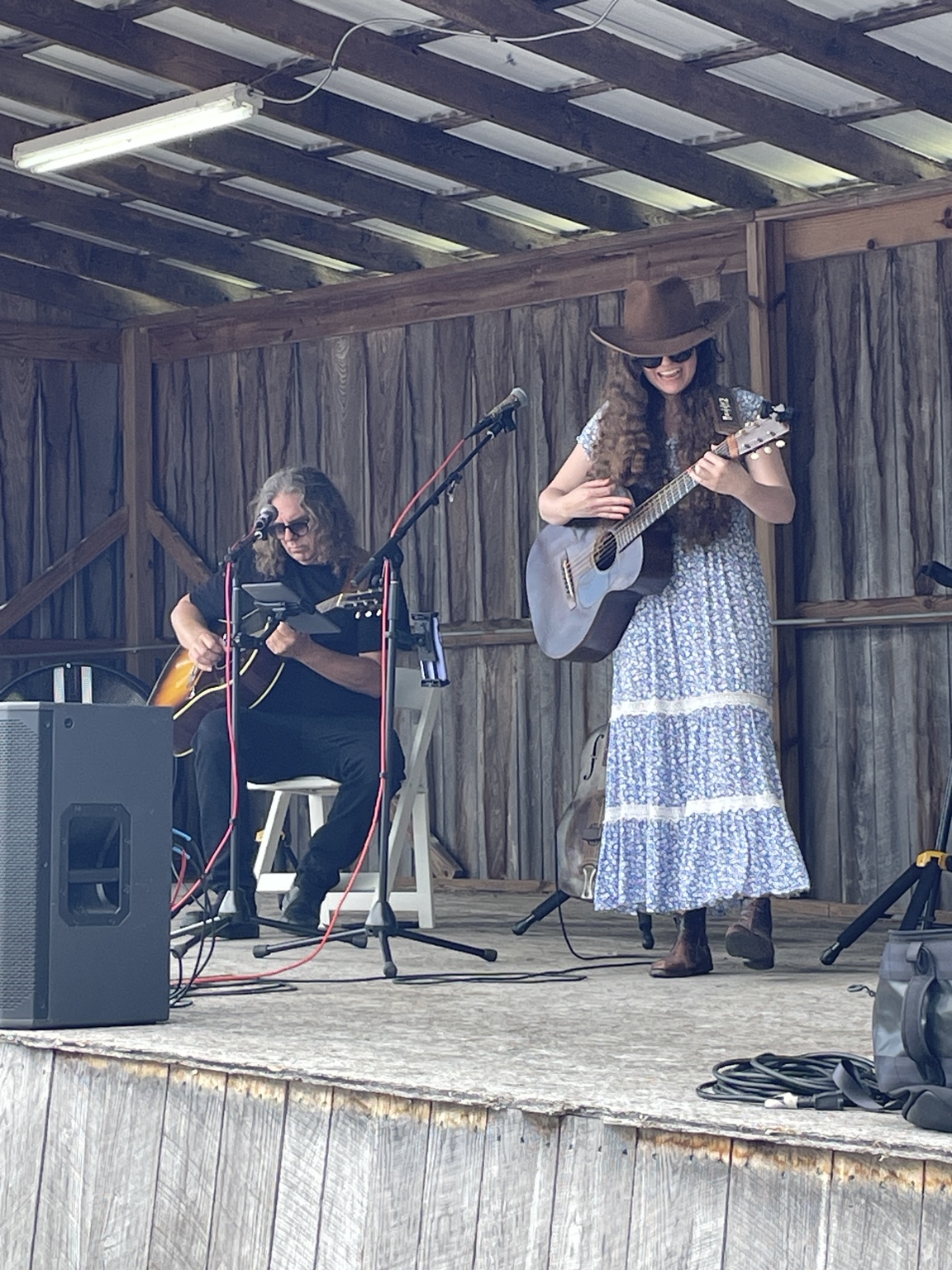 Nettie and the Delta Boy on a rustic stage